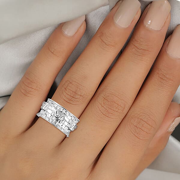 D'Joy Elephant Spinner Ring In Sterling Silver 5 Grams