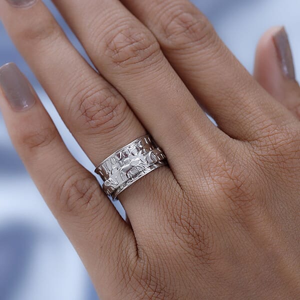 D'Joy Elephant Spinner Ring In Sterling Silver 5 Grams