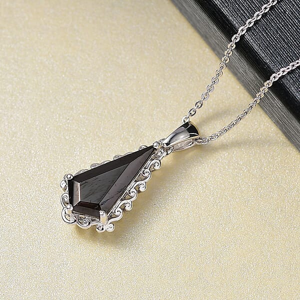 D'Joy Elite Shungite 1.85 Ctw Pendant Necklace (20 Inches) In Rhodium Over Sterling Silver