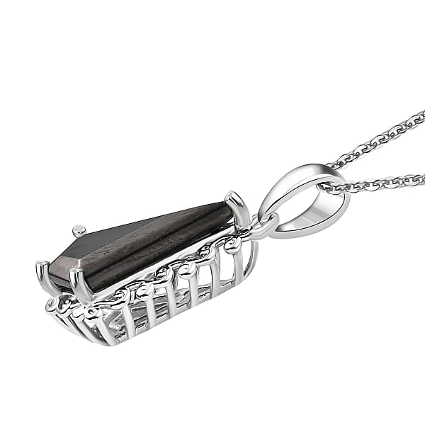 D'Joy Elite Shungite 1.85 Ctw Pendant Necklace (20 Inches) In Rhodium Over Sterling Silver