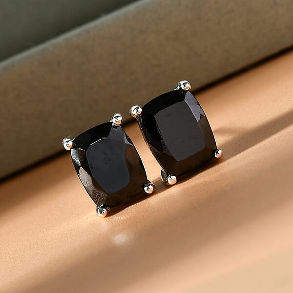 D'Joy Elite Shungite 2.30 Ctw Solitaire Stud Earrings In Platinum Over Sterling Silver