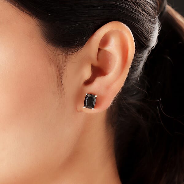 D'Joy Elite Shungite 2.30 Ctw Solitaire Stud Earrings In Platinum Over Sterling Silver