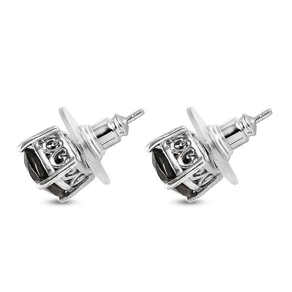 D'Joy Elite Shungite 2.30 Ctw Solitaire Stud Earrings In Platinum Over Sterling Silver