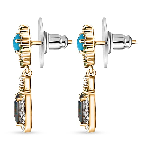 D'Joy Elysian Opal (Triplet) And Multi Gemstone 3.50 Ctw Celestial Night Sky Earrings In 18K Vermeil Yellow Gold Over Sterling Silver