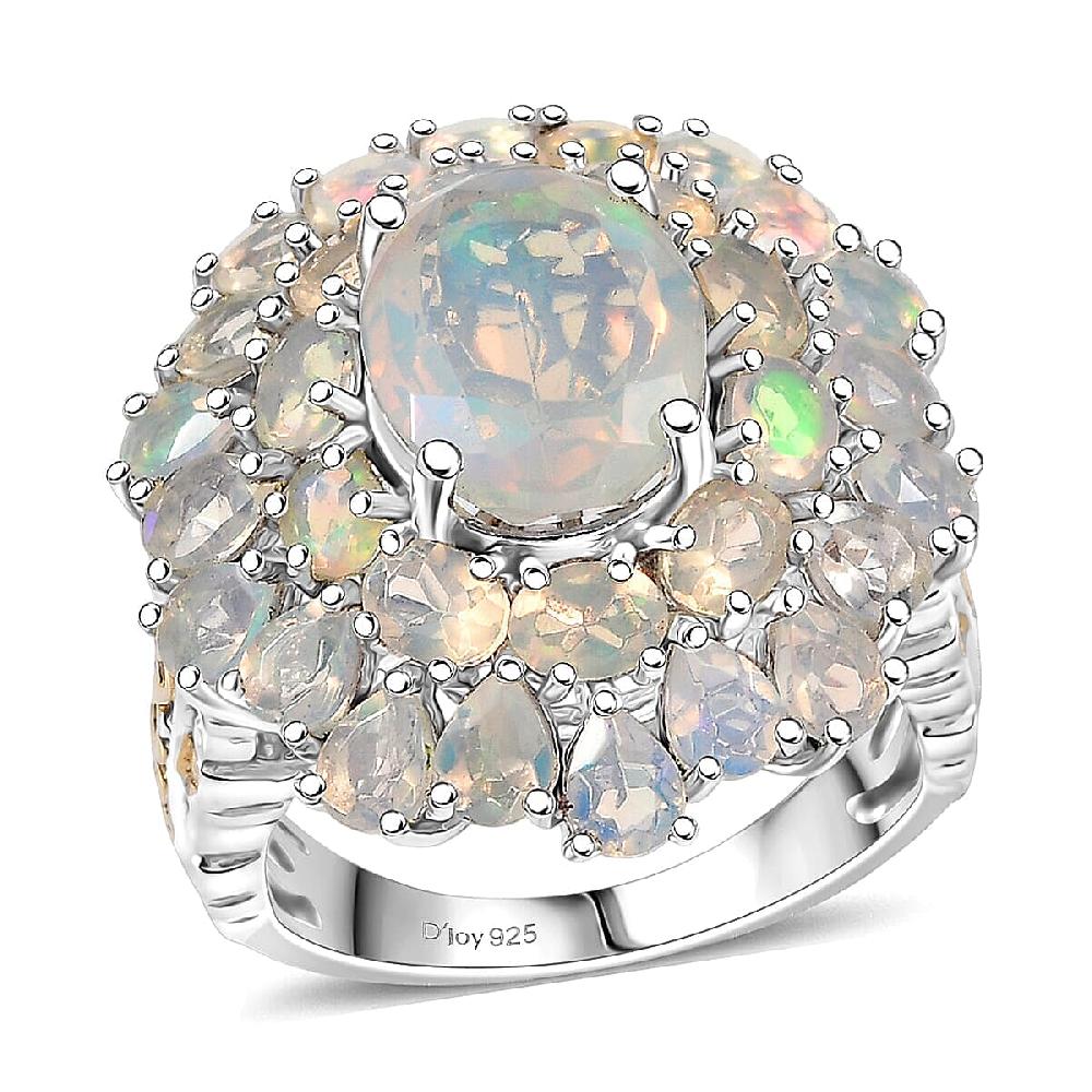 D'Joy Ethiopian Welo Opal Bloom Ring in 18K Vermeil YG and Rhodium Over Sterling Silver 5.30 ctw