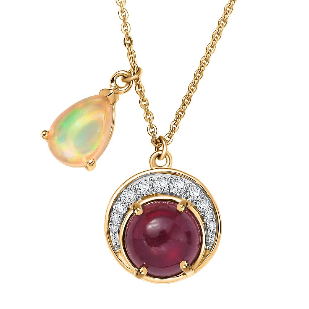 D'Joy Ethiopian Welo Opal Multi Gemstone Necklace in 18K Vermeil YG Over Sterling Silver 10.35 ctw (18-20 Inches)