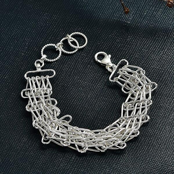 D'Joy Fancy Link Chain Bracelet In Sterling Silver (7.25 In) 11.25 Grams