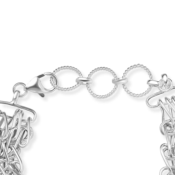 D'Joy Fancy Link Chain Bracelet In Sterling Silver (7.25 In) 11.25 Grams