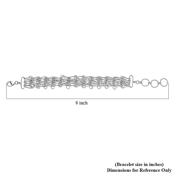 D'Joy Fancy Link Chain Bracelet In Sterling Silver (7.25 In) 11.25 Grams