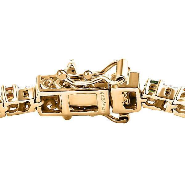 D'Joy Fanta Garnet And Multi Gemstone 6.50 Ctw Honey Bee Bracelet In 18K Vermeil Yellow Gold Over Sterling Silver (7.25 In)