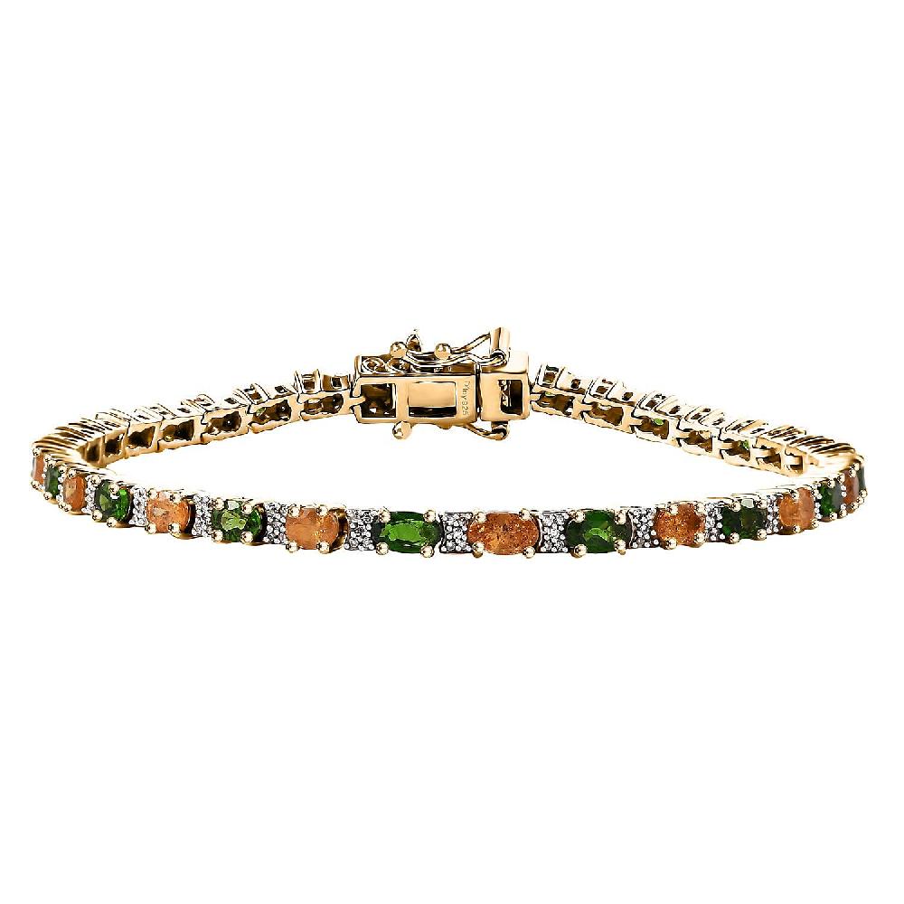 D'Joy Fanta Garnet and Multi Gemstone 6.50 ctw Honey Bee Bracelet in 18K Vermeil Yellow Gold Over Sterling Silver (7.25 In)