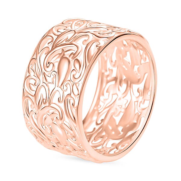 D'Joy Filigree Band Ring In 18K Vermeil Rose Gold Over Sterling Silver 3 Grams (Del. In 10-12 Days)