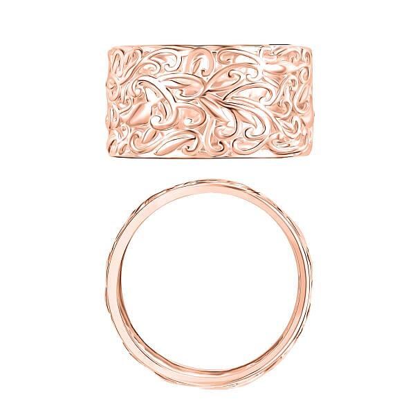D'Joy Filigree Band Ring In 18K Vermeil Rose Gold Over Sterling Silver 3 Grams (Del. In 10-12 Days)