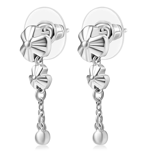 D'Joy Floral Earrings In Rhodium Over Sterling Silver 2.6 Grams
