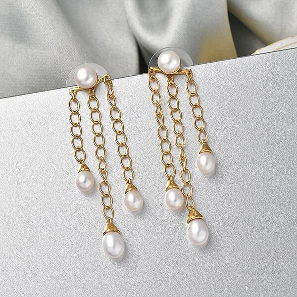 D'Joy Freshwater Pearl Earrings In 18K Vermeil Yellow Gold Over Sterling Silver