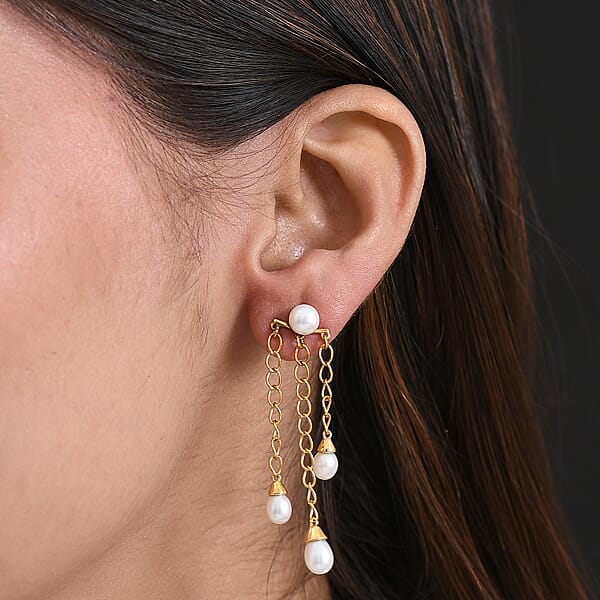 D'Joy Freshwater Pearl Earrings In 18K Vermeil Yellow Gold Over Sterling Silver