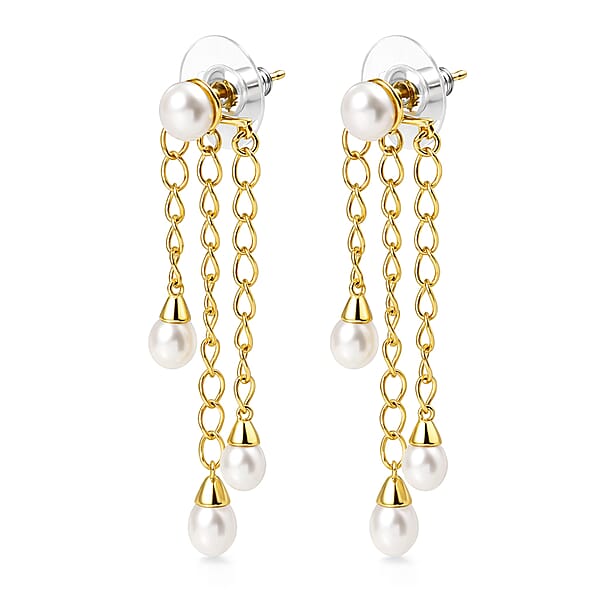 D'Joy Freshwater Pearl Earrings In 18K Vermeil Yellow Gold Over Sterling Silver