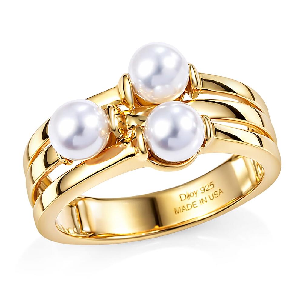 D'Joy Freshwater Pearl Fancy Ring in 18K Vermeil Yellow Gold Over Sterling Silver