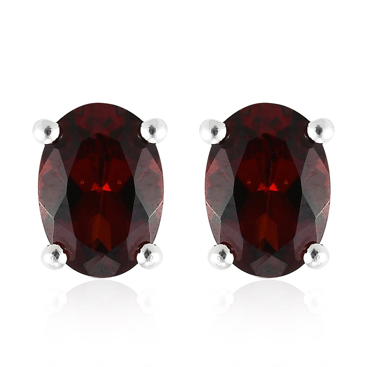 D'Joy Garnet Stud Earrings in Sterling Silver 1.85 ctw (Mozambique)