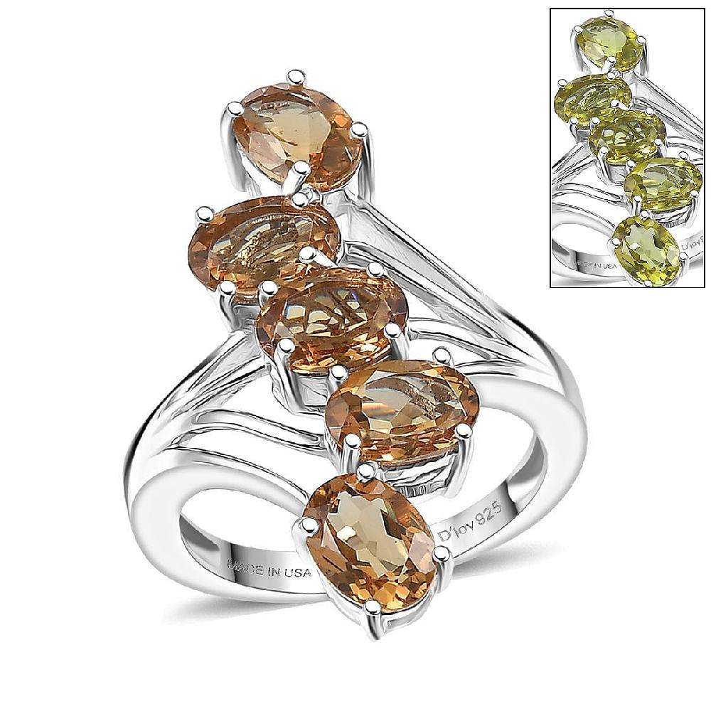 D'Joy Golden Fall Autumn Alexite 3.85 ctw Journey Ring in Platinum Over Sterling Silver