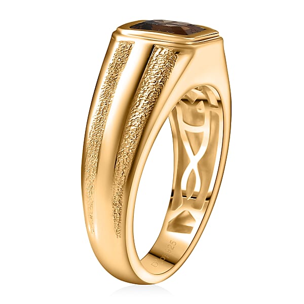 D'Joy Golden Turkizite 2.00 Ctw Men's Ring In 18K Vermeil Yellow Gold Over Sterling Silver
