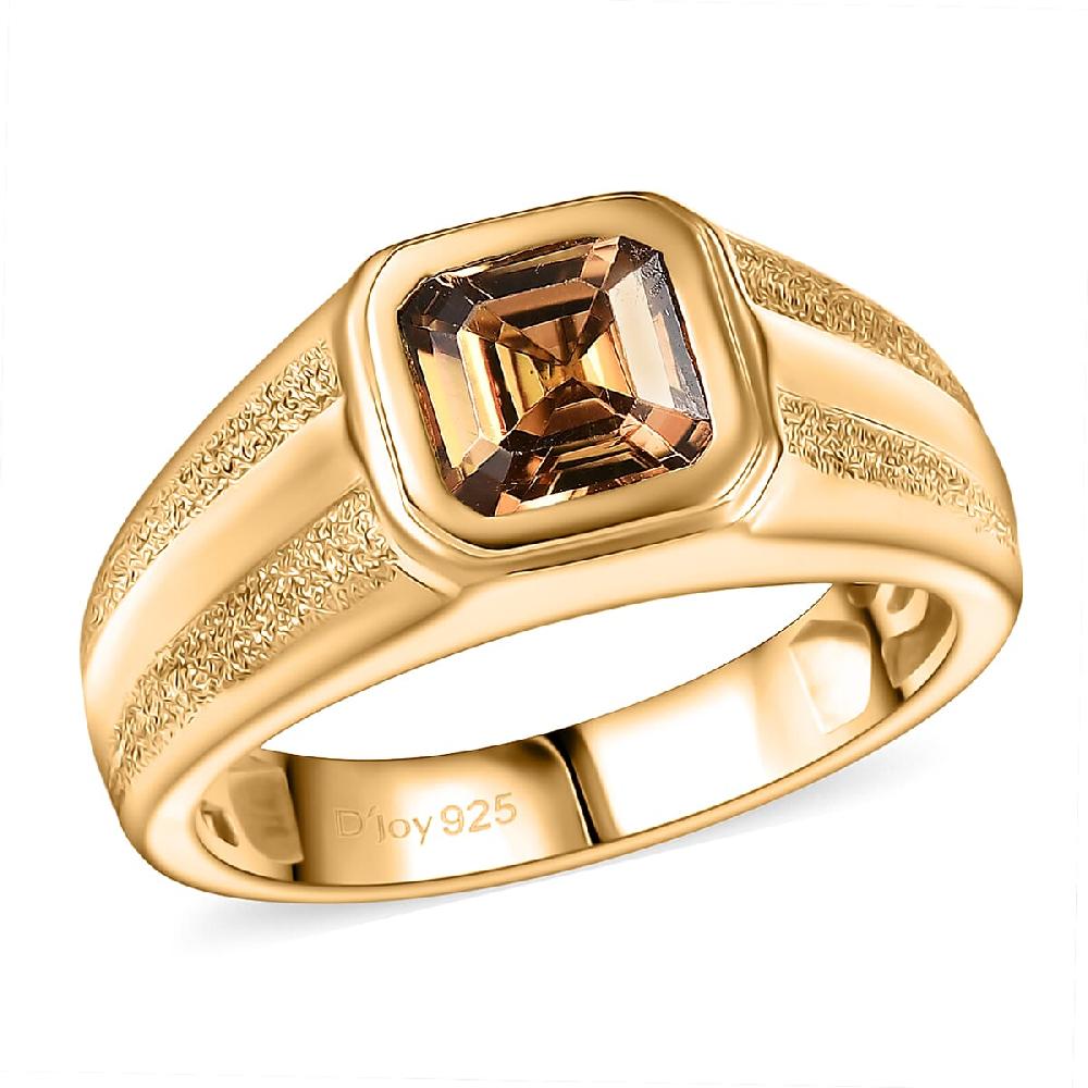 D'Joy Golden Turkizite 2.00 ctw Men's Ring in 18K Vermeil Yellow Gold Over Sterling Silver