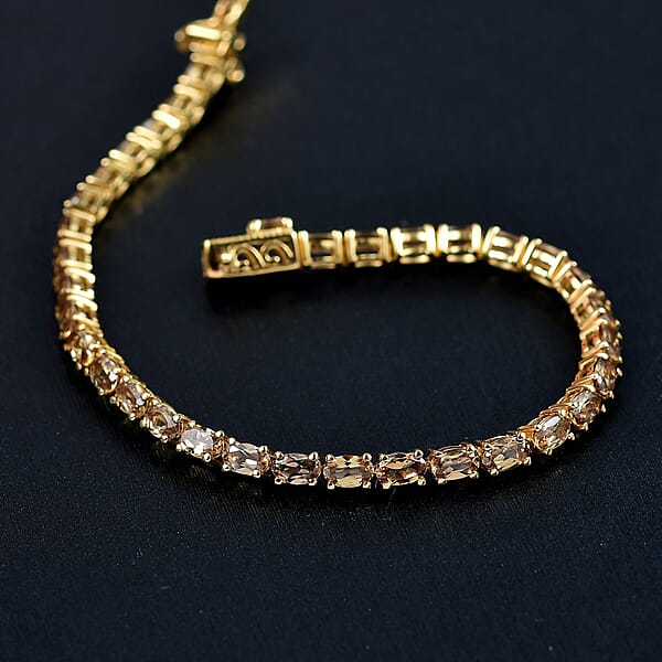 D'Joy Golden Turkizite 8.60 Ctw Bracelet In 18K Vermeil Yellow Gold Over Sterling Silver (7.25 In)