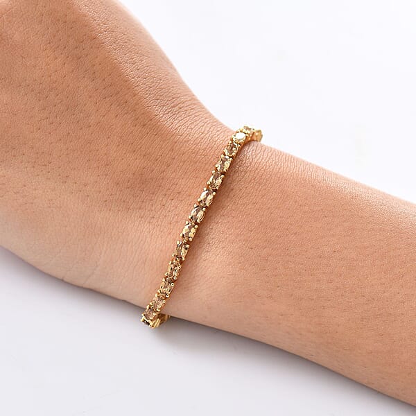 D'Joy Golden Turkizite 8.60 Ctw Bracelet In 18K Vermeil Yellow Gold Over Sterling Silver (7.25 In)
