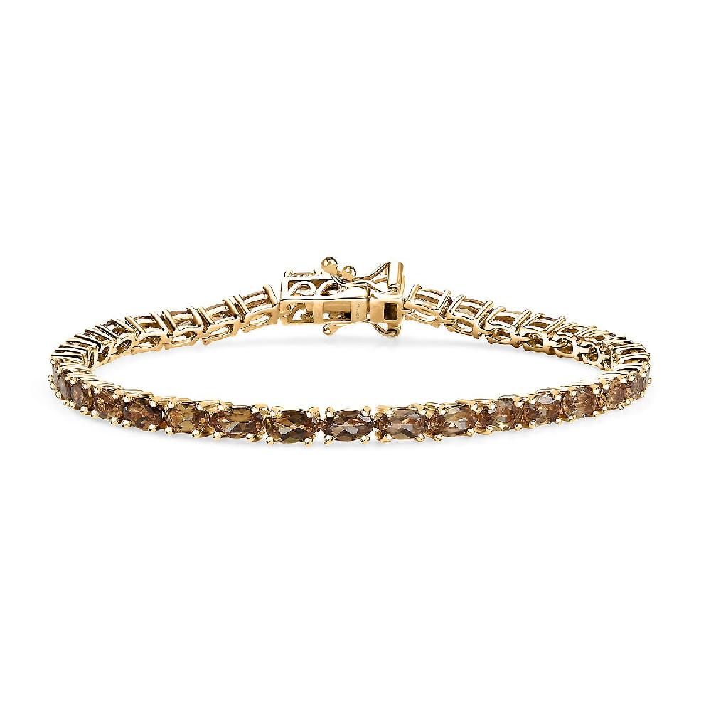 D'Joy Golden Turkizite 8.60 ctw Bracelet in 18K Vermeil Yellow Gold Over Sterling Silver (7.25 In)