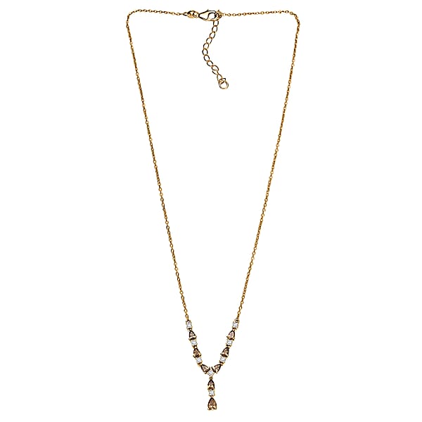 D'Joy Golden Turkizite And Moissanite 2.35 Ctw Necklace In 18K Vermeil Yellow Gold Over Sterling Silver 18 Inches