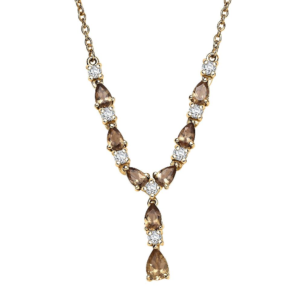 D'Joy Golden Turkizite and Moissanite 2.35 ctw Necklace in 18K Vermeil Yellow Gold Over Sterling Silver 18 Inches