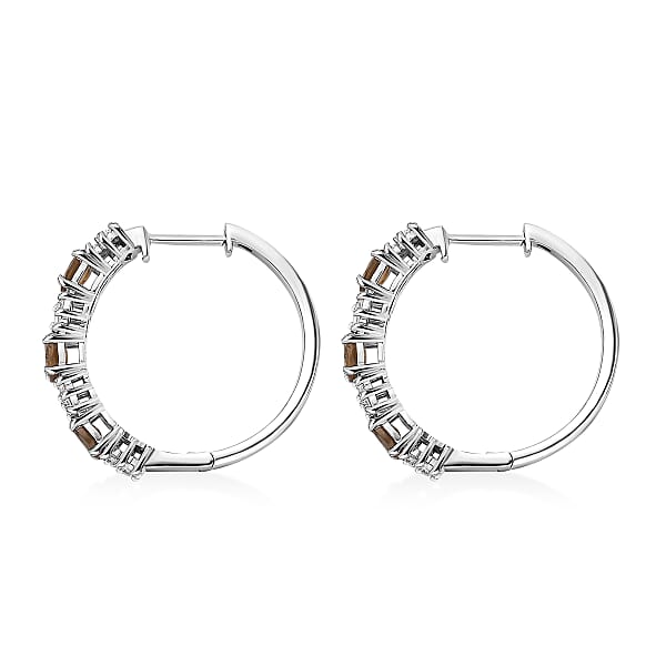 D'Joy Golden Turkizite And Moissanite 3.30 Ctw Earrings In Rhodium Over Sterling Silver