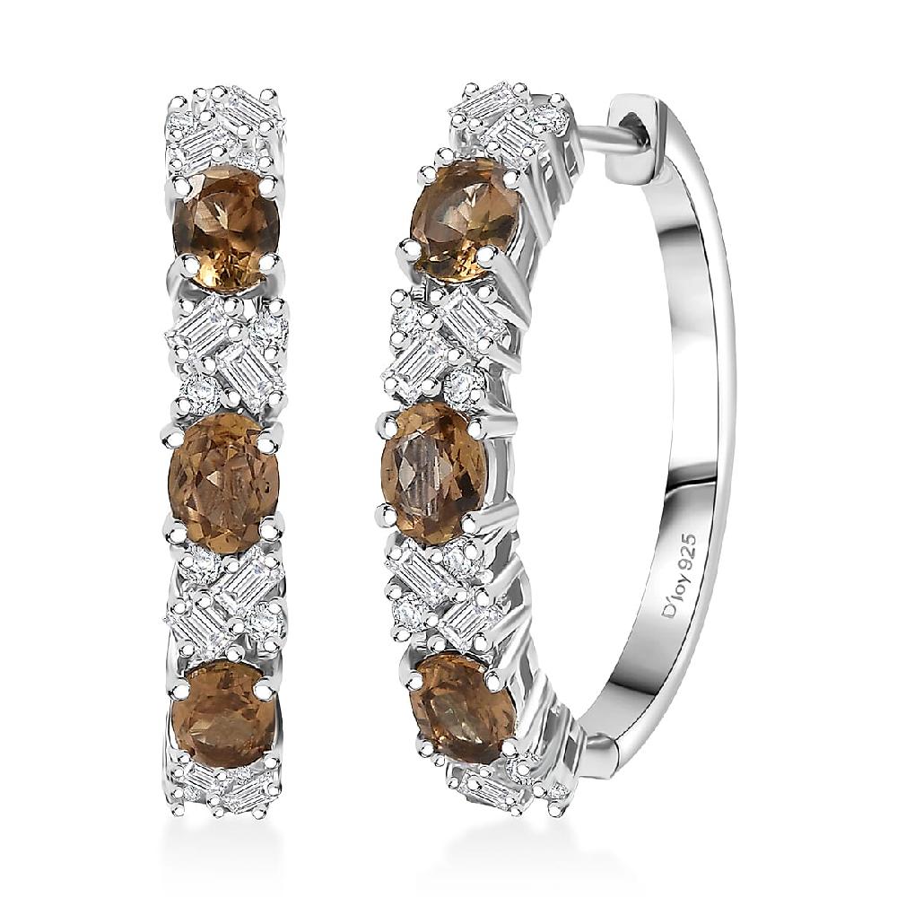 D'Joy Golden Turkizite and Moissanite 3.30 ctw Earrings in Rhodium Over Sterling Silver