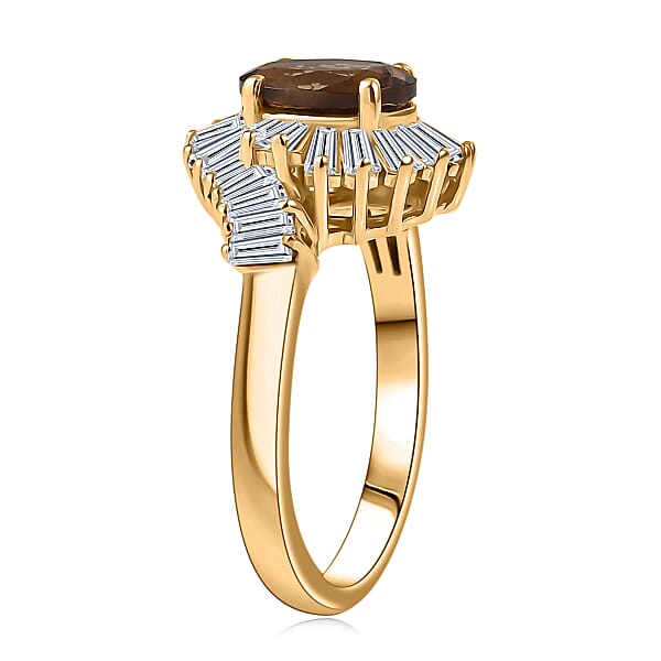 D'Joy Golden Turkizite Moissanite Ring In 18K Vermeil YG Over Sterling Silver 2.60 Ctw
