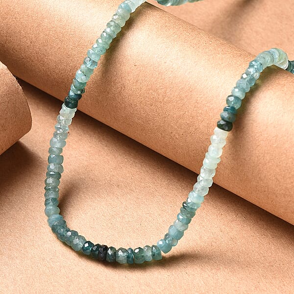 D'Joy Grandidierite 72.00 Ctw Beaded Necklace In Rhodium Over Sterling Silver 18 Inches