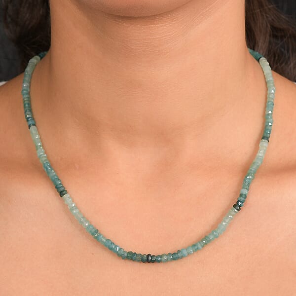 D'Joy Grandidierite 72.00 Ctw Beaded Necklace In Rhodium Over Sterling Silver 18 Inches