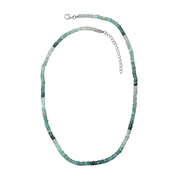 D'Joy Grandidierite 72.00 Ctw Beaded Necklace In Rhodium Over Sterling Silver 18 Inches