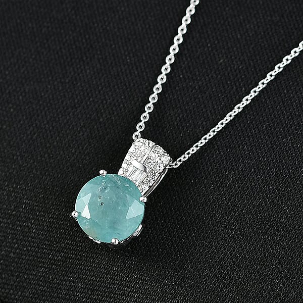 D'Joy Grandidierite White Zircon Pendant Necklace In Rhodium Over Sterling Silver 3.00 Ctw (20 Inches) (Del. In 7-10 Days)