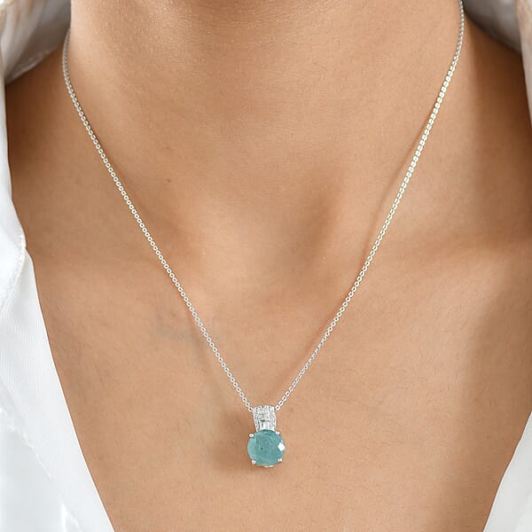 D'Joy Grandidierite White Zircon Pendant Necklace In Rhodium Over Sterling Silver 3.00 Ctw (20 Inches) (Del. In 7-10 Days)