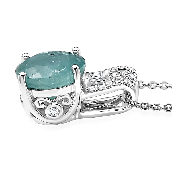 D'Joy Grandidierite White Zircon Pendant Necklace In Rhodium Over Sterling Silver 3.00 Ctw (20 Inches) (Del. In 7-10 Days)
