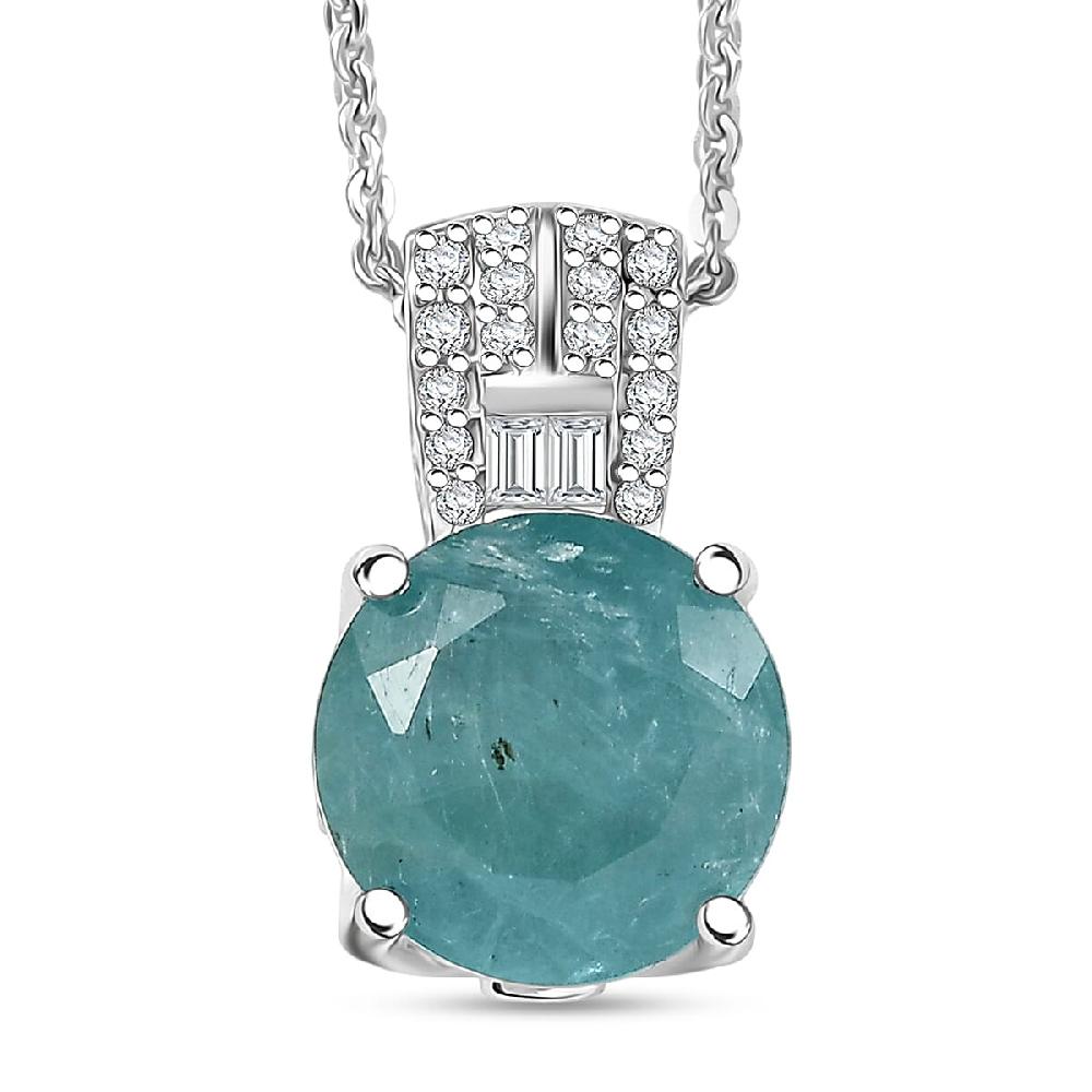 D'Joy Grandidierite White Zircon Pendant Necklace in Rhodium Over Sterling Silver 3.00 ctw (20 Inches) (Del. in 7-10 Days)