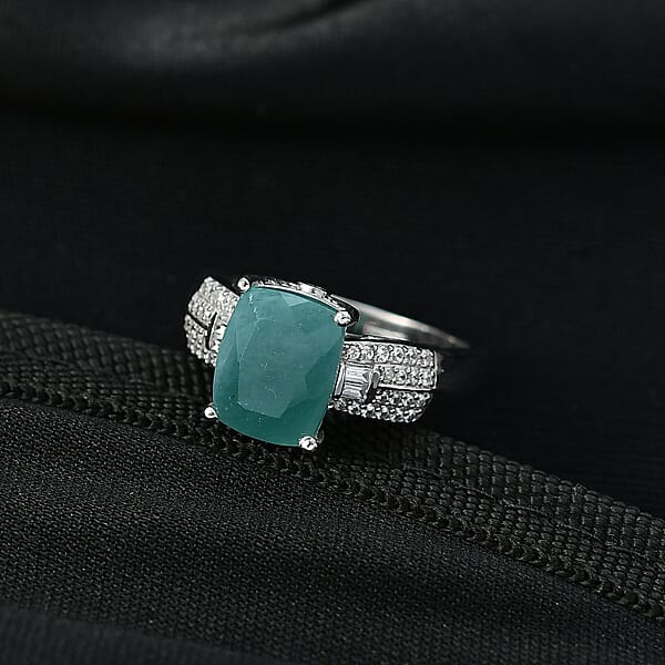 D'Joy Grandidierite White Zircon Serenity Ring In Rhodium Over Sterling Silver 3.40 Ctw