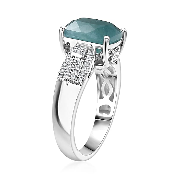 D'Joy Grandidierite White Zircon Serenity Ring In Rhodium Over Sterling Silver 3.40 Ctw