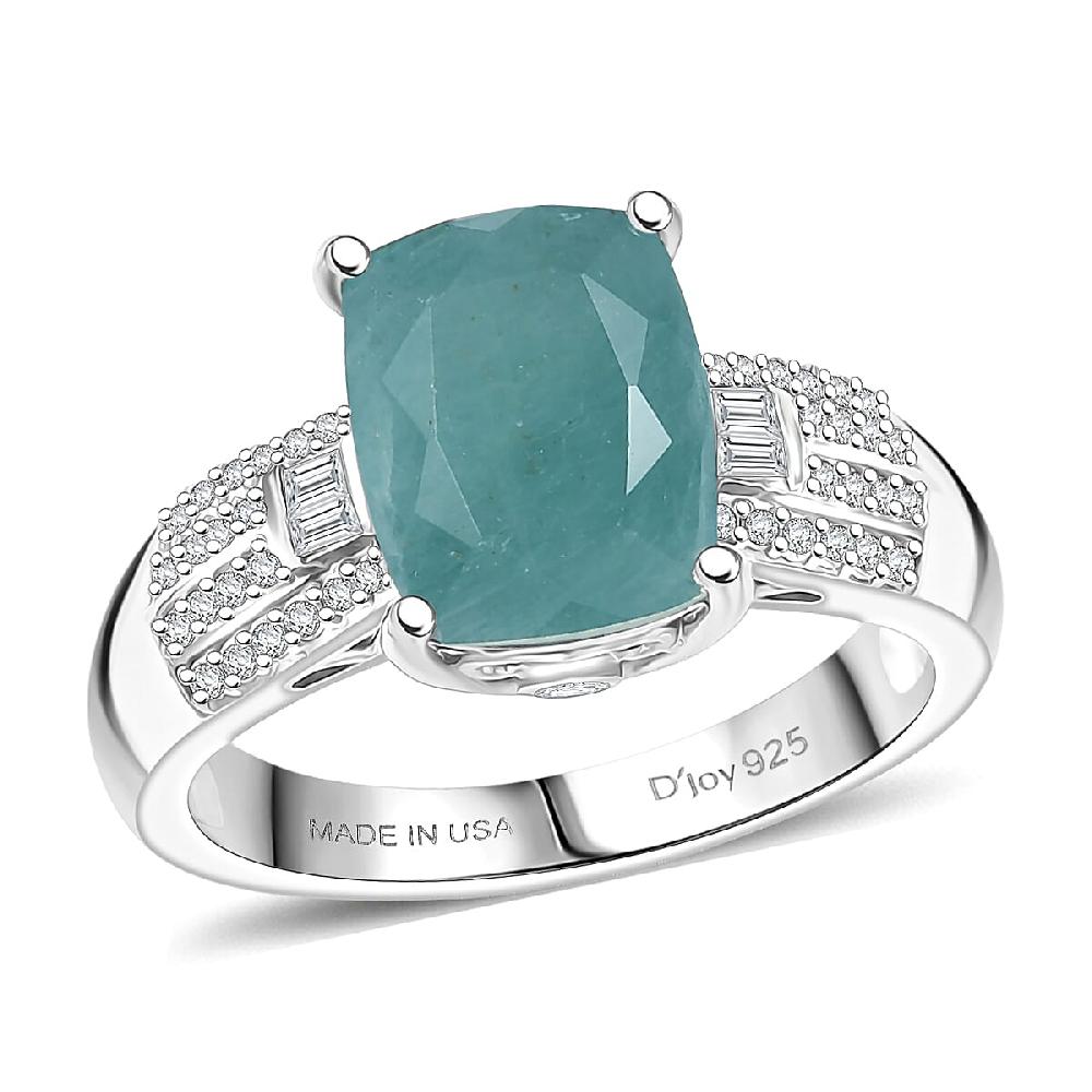 D'Joy Grandidierite White Zircon Serenity Ring in Rhodium Over Sterling Silver 3.40 ctw