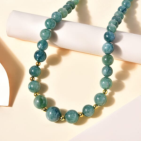 D'Joy Green Kyanite Beaded Necklace 18-20 Inches In Vermeil Yellow Gold Over Sterling Silver 323.00 Ctw