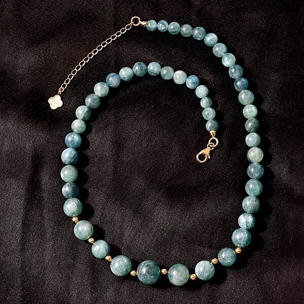D'Joy Green Kyanite Beaded Necklace 18-20 Inches In Vermeil Yellow Gold Over Sterling Silver 323.00 Ctw