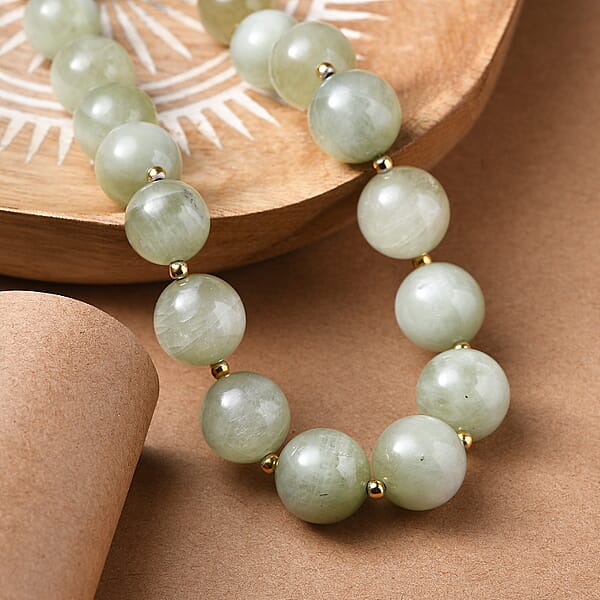 D'Joy Green Kyanite Necklace 18 Inches In 18K Vermeil Yellow Gold Over Sterling Silver