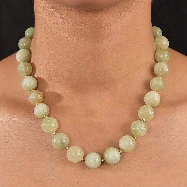 D'Joy Green Kyanite Necklace 18 Inches In 18K Vermeil Yellow Gold Over Sterling Silver