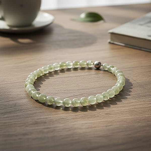 D'Joy Green Lepidolite Beaded 500 Ctw Necklace 20 Inches In Rhodium Over Sterling Silver