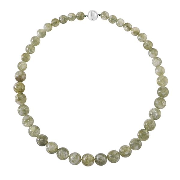 D'Joy Green Lepidolite Beaded 500 Ctw Necklace 20 Inches In Rhodium Over Sterling Silver